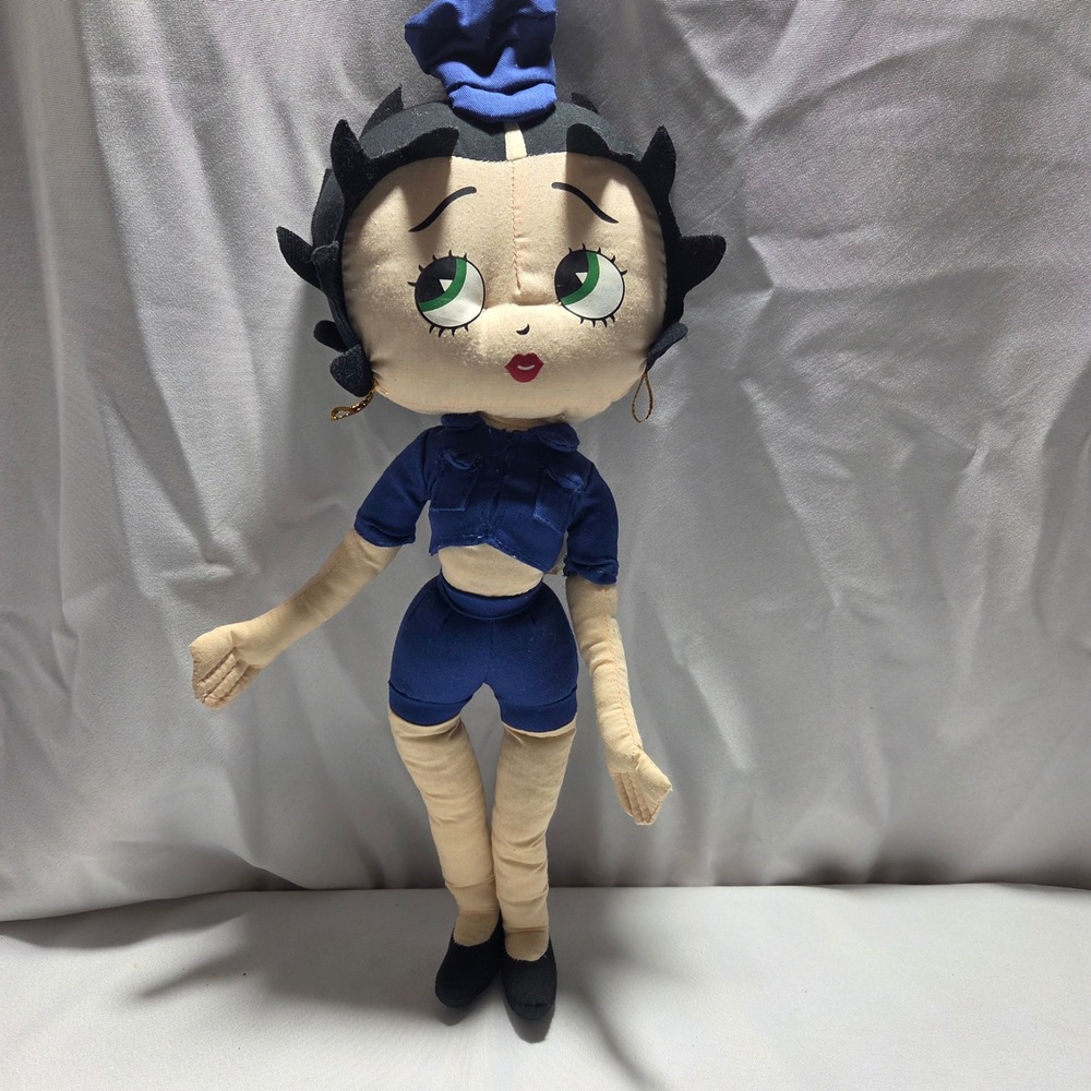 Betty Boop Plush Doll 2012 King Features Blue Police Military Outfit Toy 14"